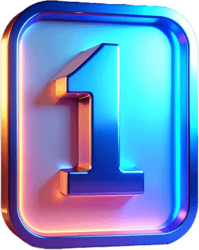 Badge 3D néon numéro 1 — première étape après votre message