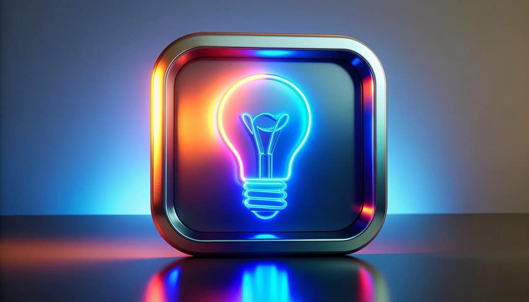 Badge 3D néon ampoule — conseils avant de demander un devis de site internet